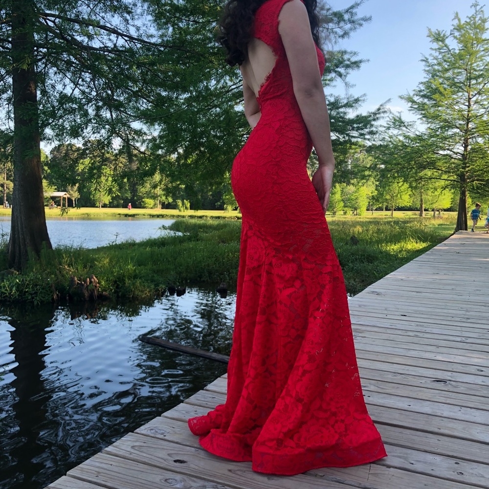 Red Lace Prom Dress